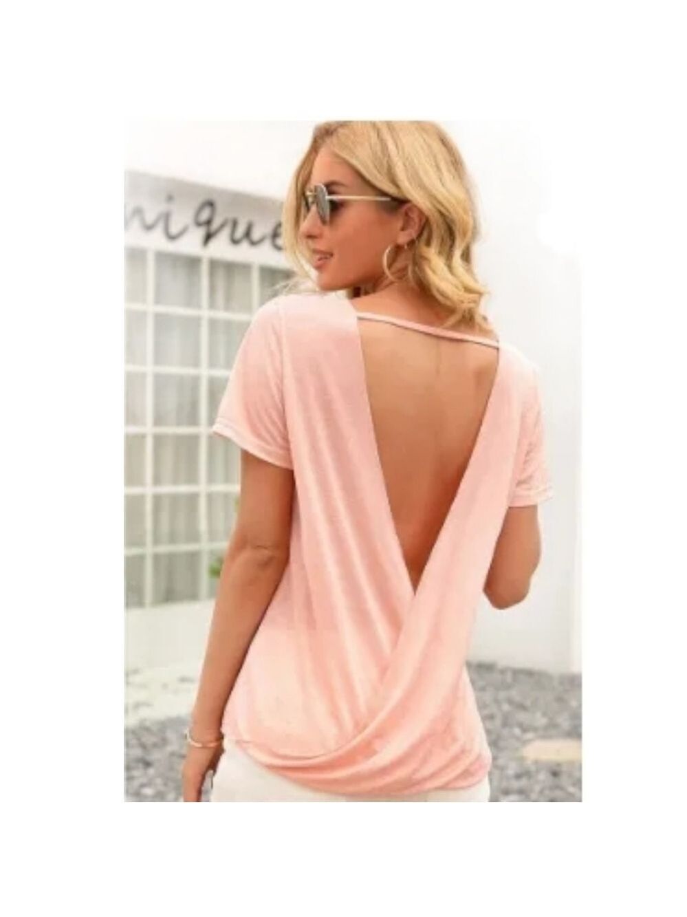 C+D+M | Backless Short Sleeved Top | Size L